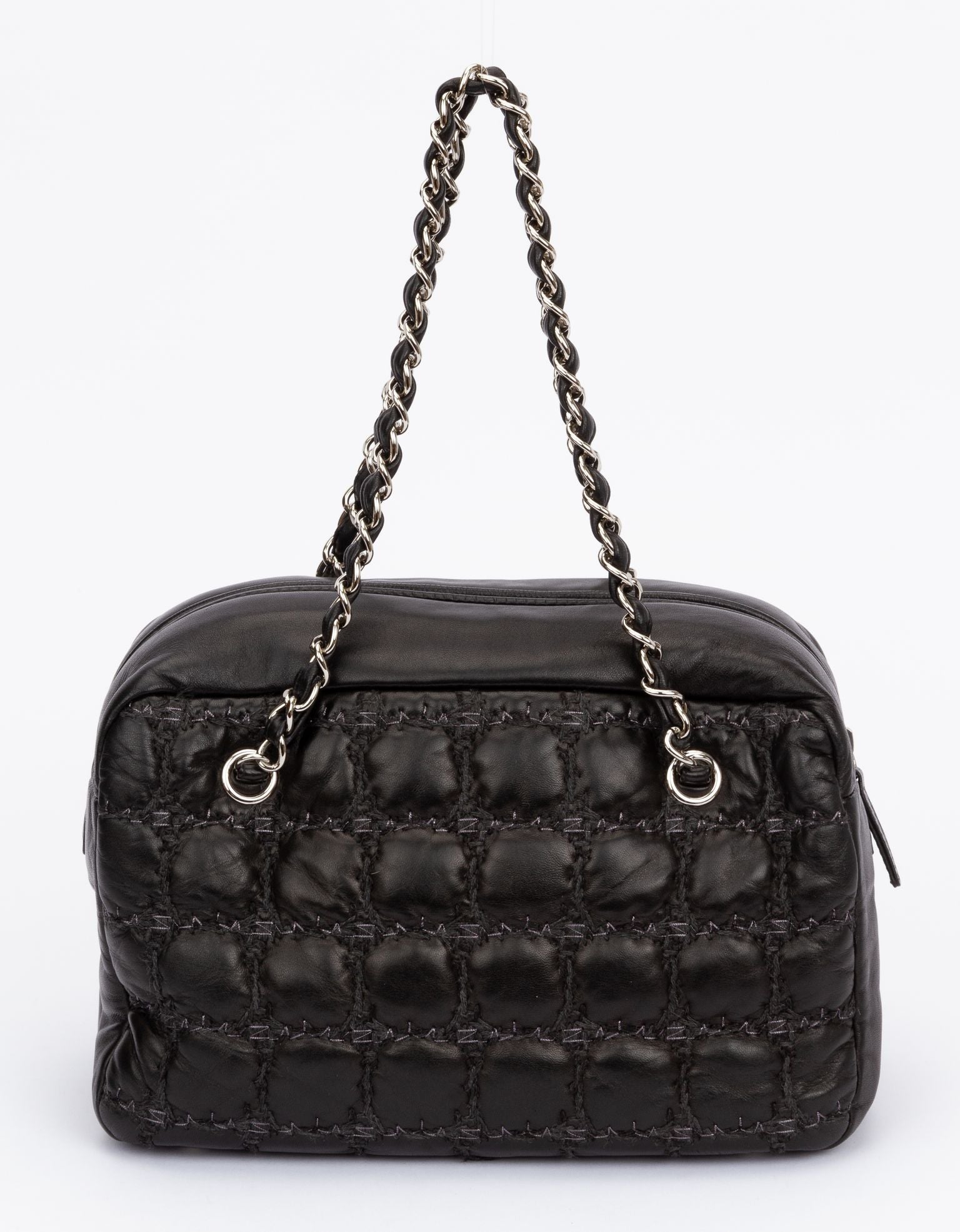 Chanel Black Bubble Quilted Nylon Accordion Shoulder Bag Chanel