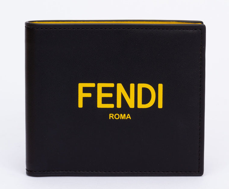 Fendi BNIB BiFold Wallet Black-yellow