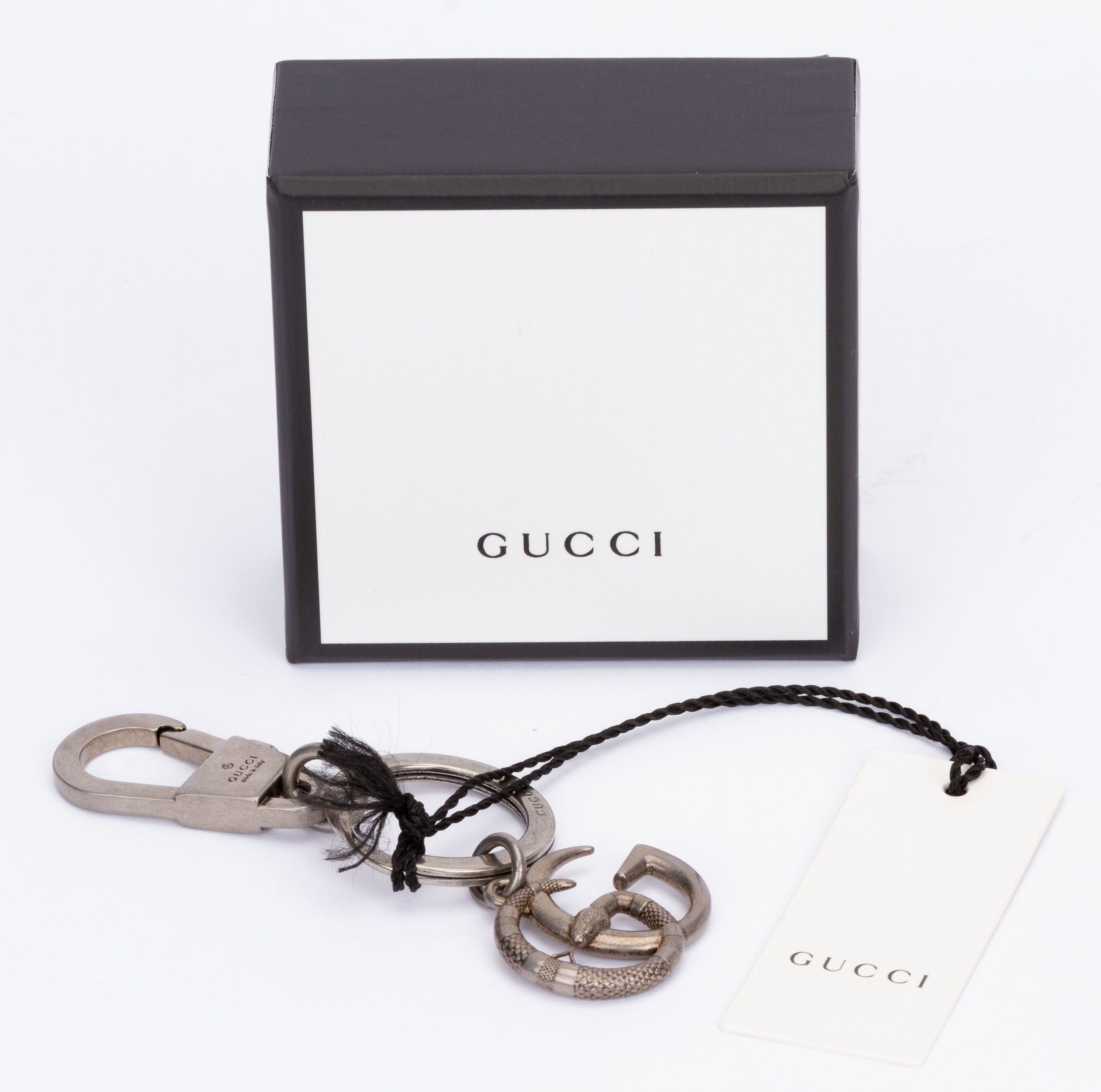 Gucci Ruthenium New GG Logo Keyring - Vintage Lux