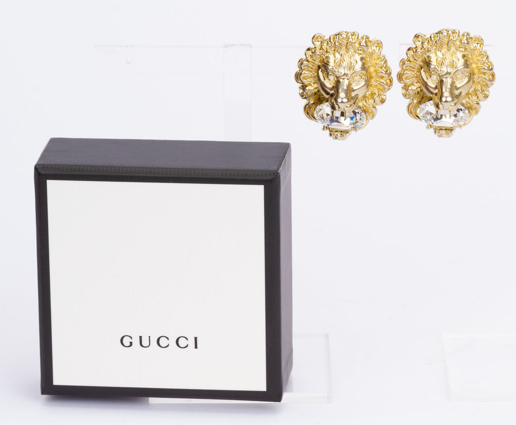 Gucci Oversize Gold Lion Clip Earrings