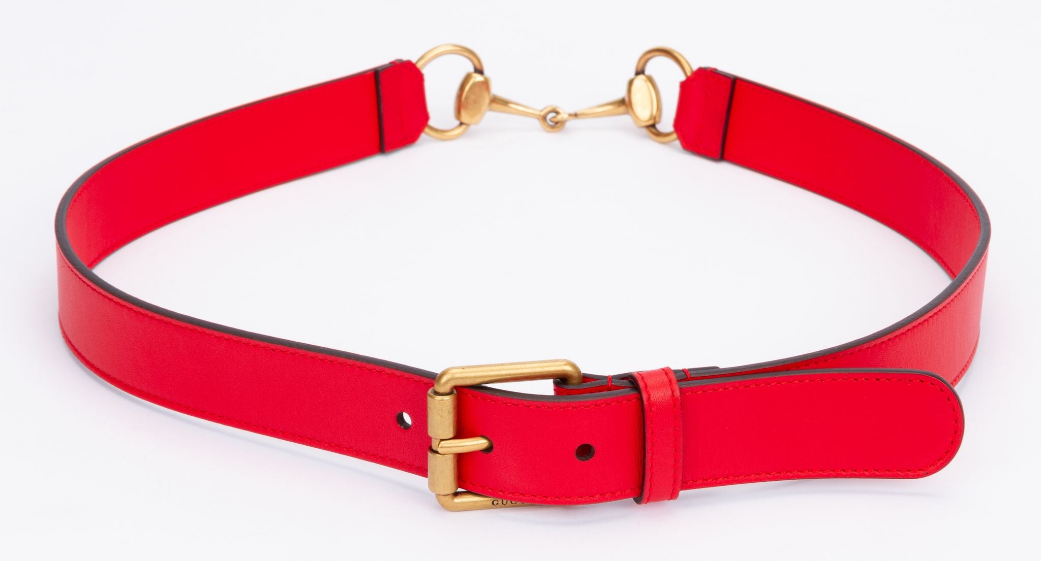 Red Gucci Leather Belt
