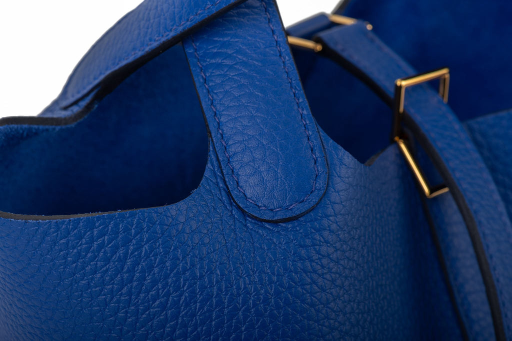 Hermès BNIB Bleu Royal Gold 18 Picotin