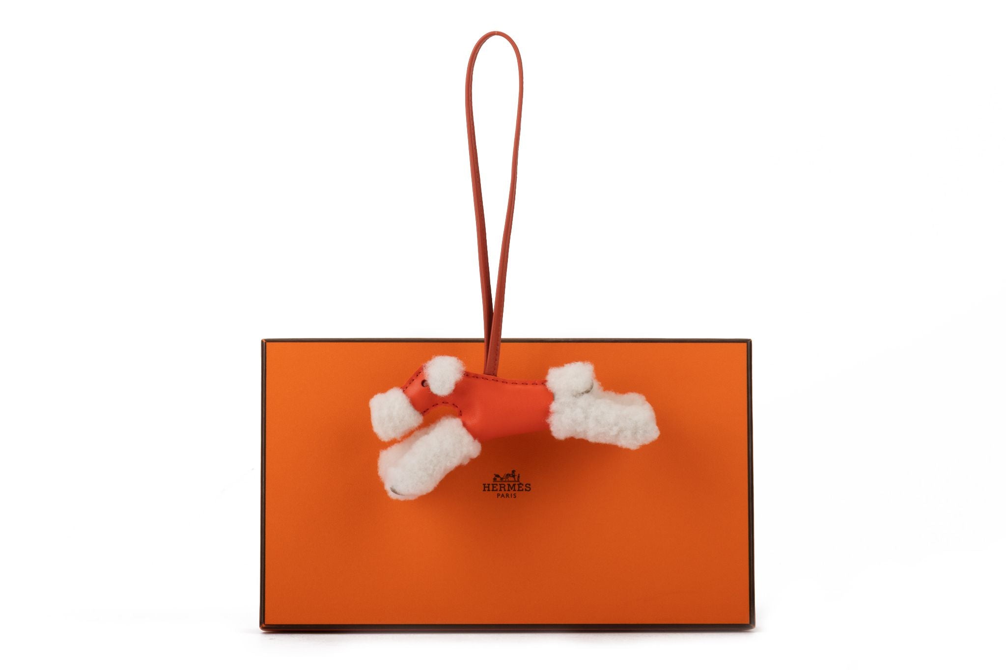 Hermès BNIB Orange Shearling Dog Charm - Vintage Lux