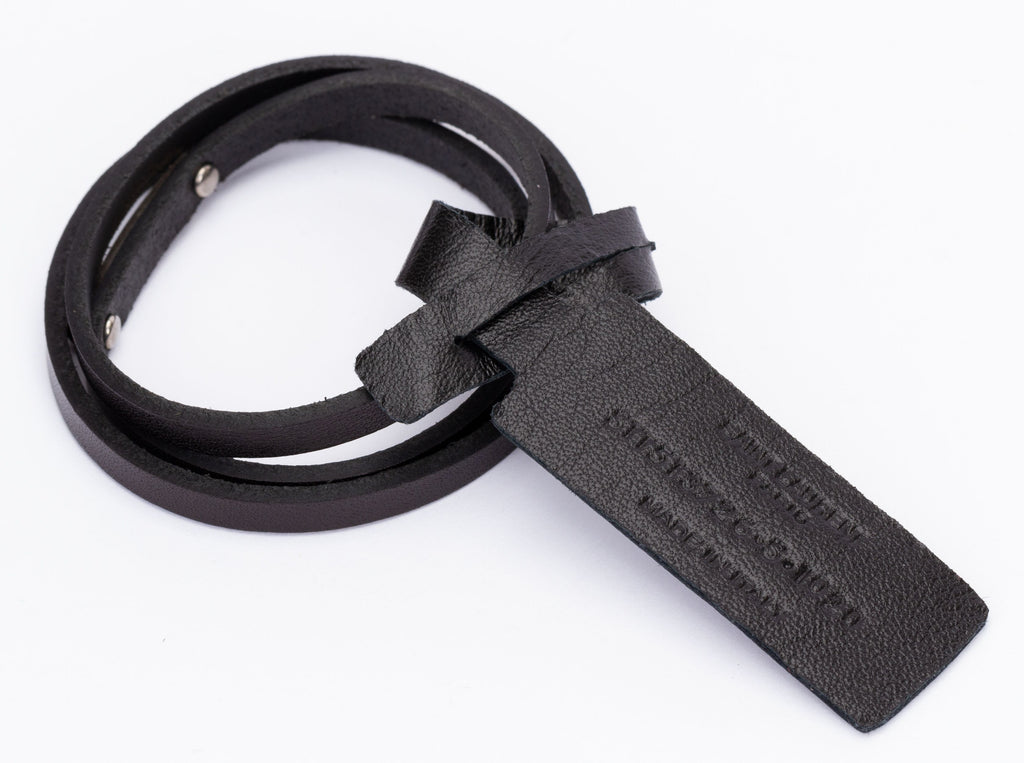 YSL NIB Black Leather Wrap Bracelet
