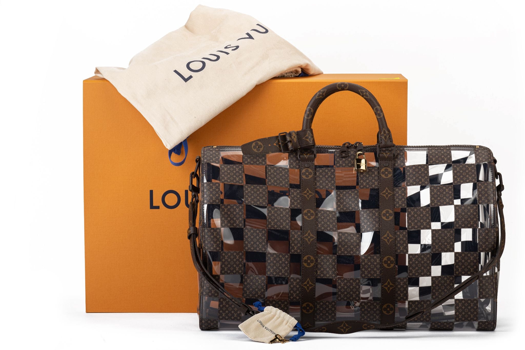 LOUIS VUITTON KEEPALL 50 bag in checkerboard canvas and…