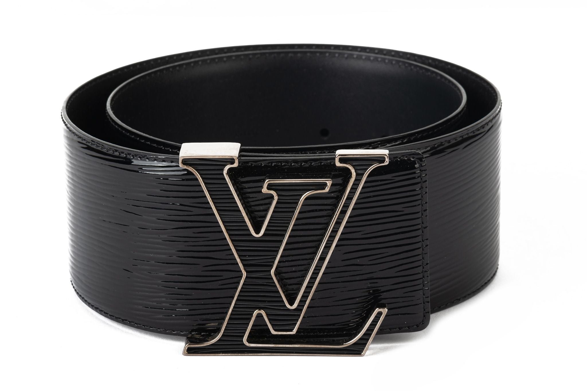 Louis Vuitton Vintage Black With Silver Buckle Belt