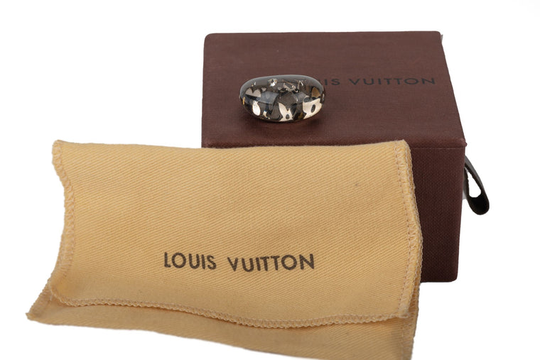 Vuitton Grey Lucite Inlay Ring