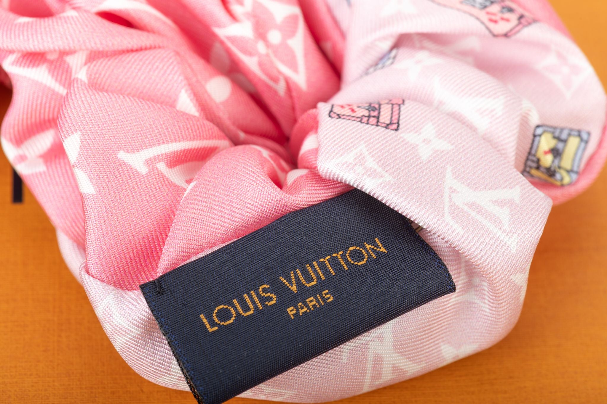 Louis Vuitton Monogrammed Silk Hair Scrunchie at 1stDibs