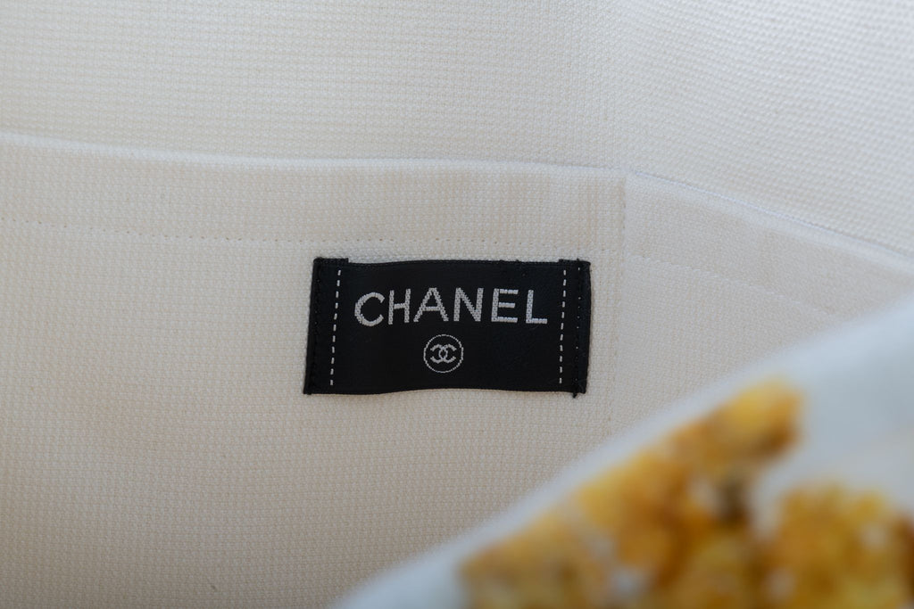 Chanel New White Terry Cloth Beach Bag