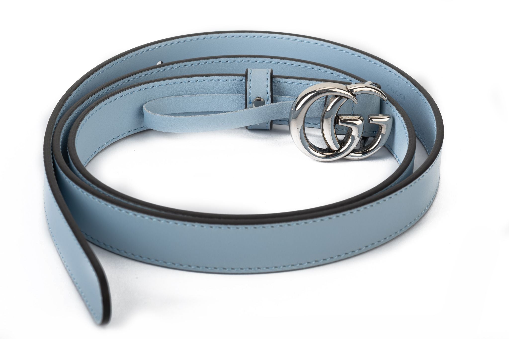 Blue Gucci Leather Belt