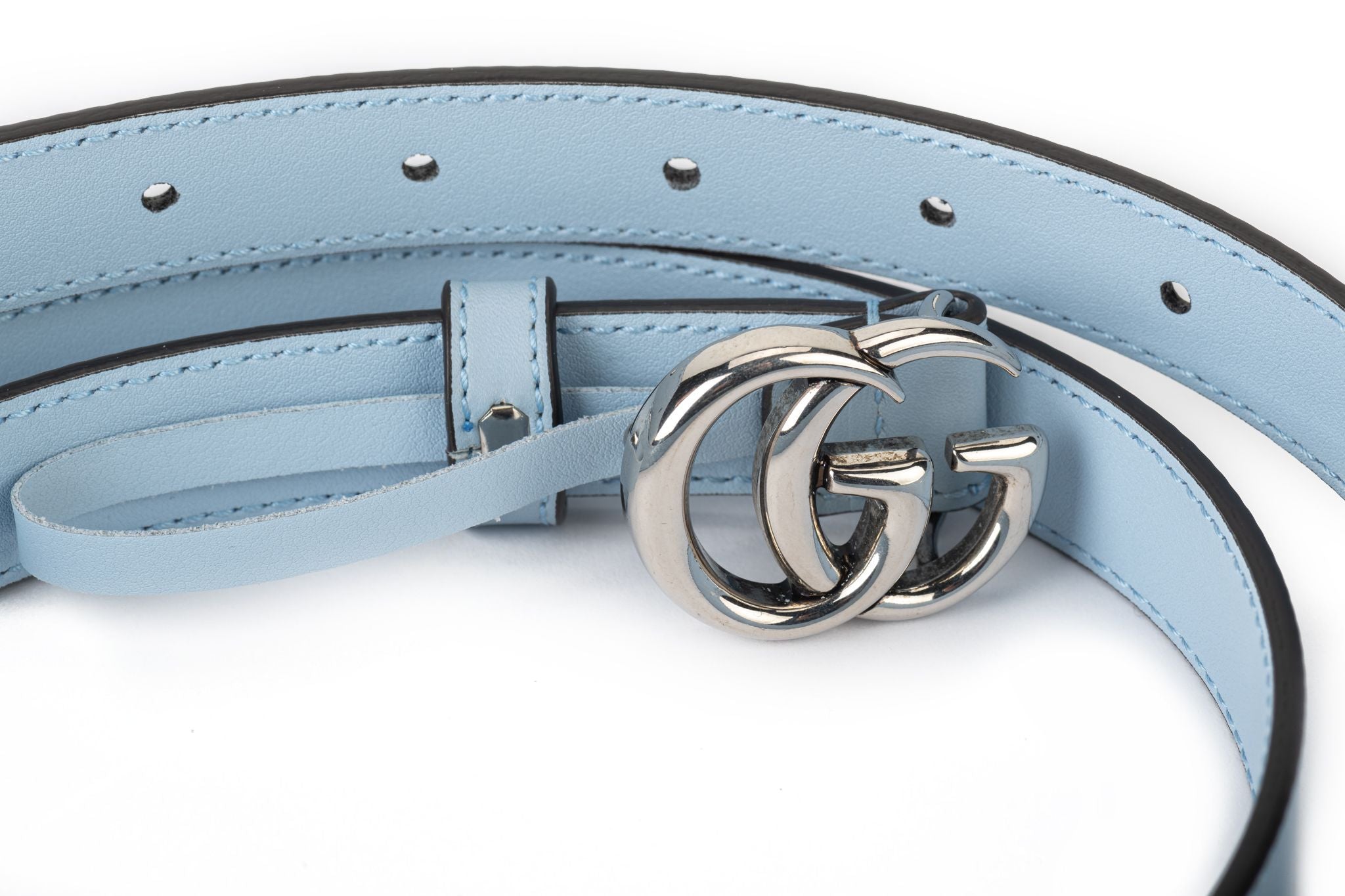 Gucci BN Celeste Leather GG Thin Belt - Vintage Lux