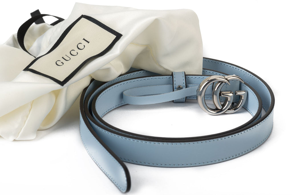 Gucci BN Celeste Leather GG Thin Belt