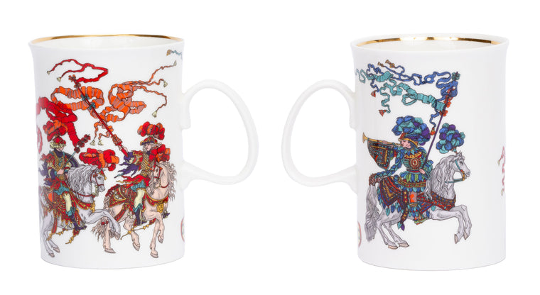 Gucci set/2 Porcelain Knights Tea Cups