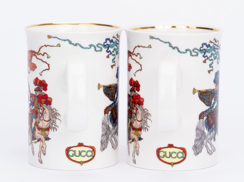 Gucci set/2 Porcelain Knights Tea Cups