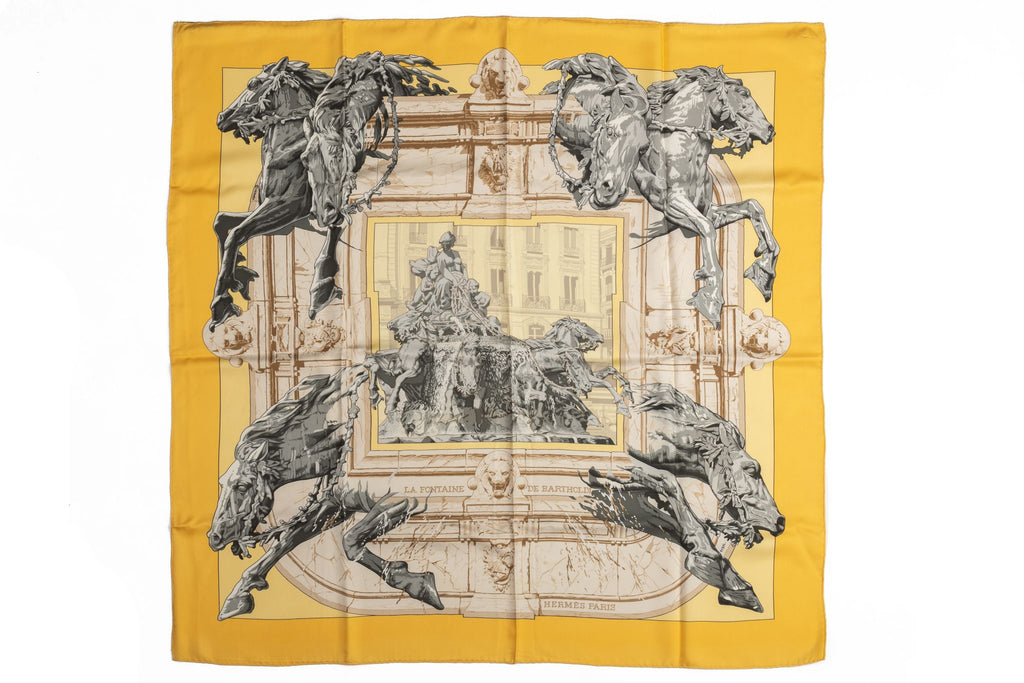 Hermes La Fontaine Silk Scarf With Box