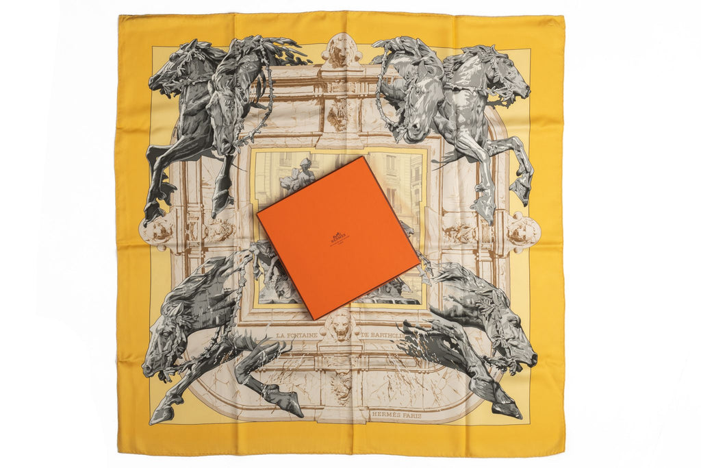 Hermes La Fontaine Silk Scarf With Box