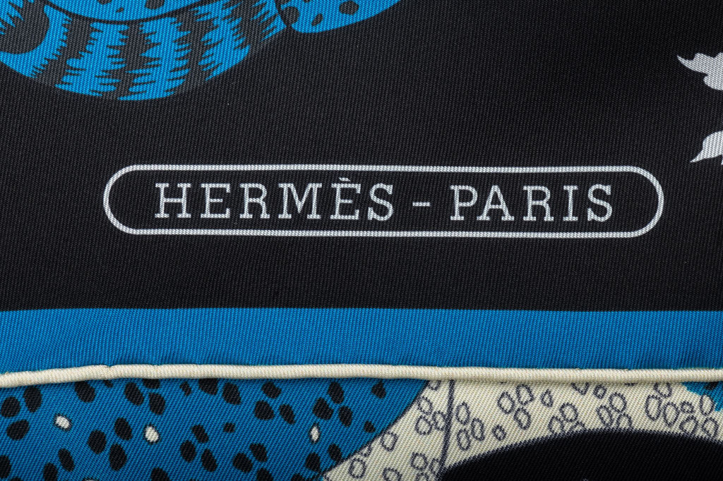 Hermès Black Guepards Silk Stole