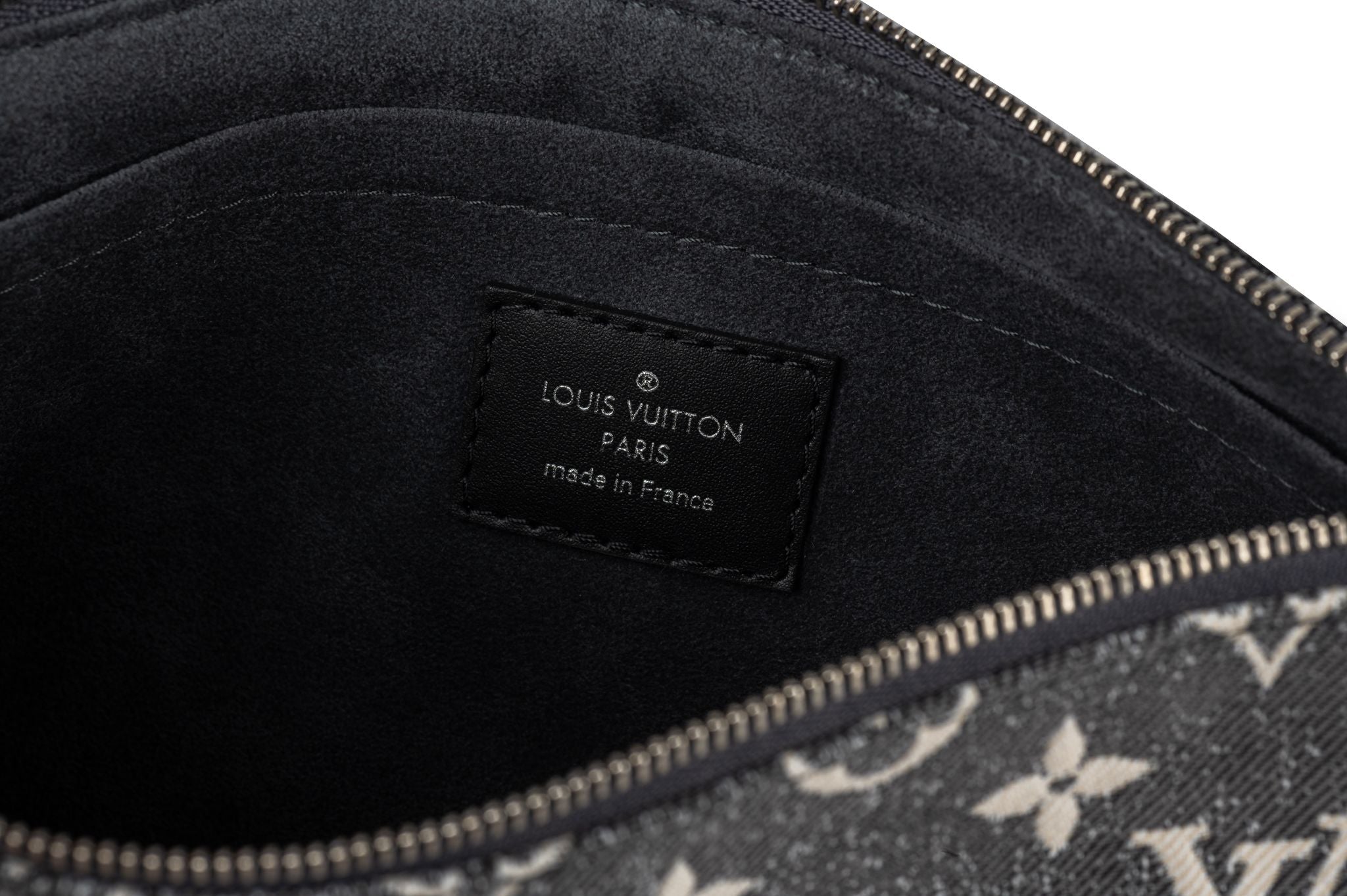 Louis Vuitton Neverfull Grey Denim Pouch