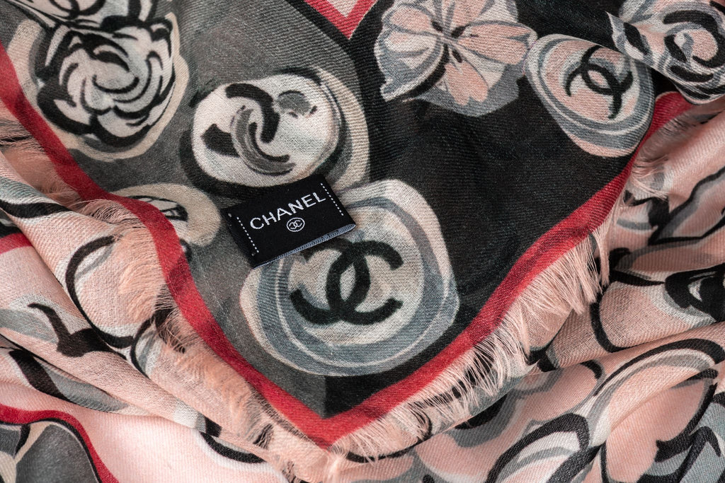 Chanel New Pink Camellia Cashmere Shawl