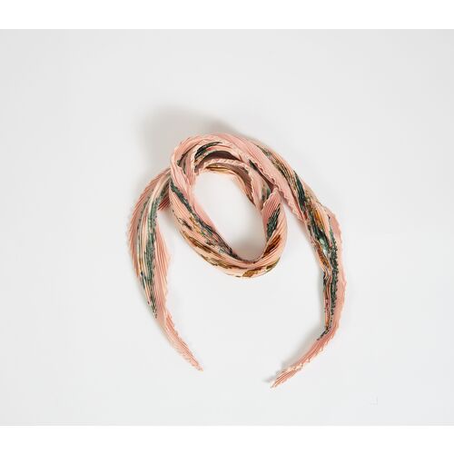 Hermès Pink Copeaux Pleated Silk Scarf