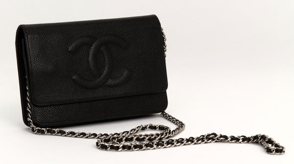 chanel wallet on chain black caviar gold hardware