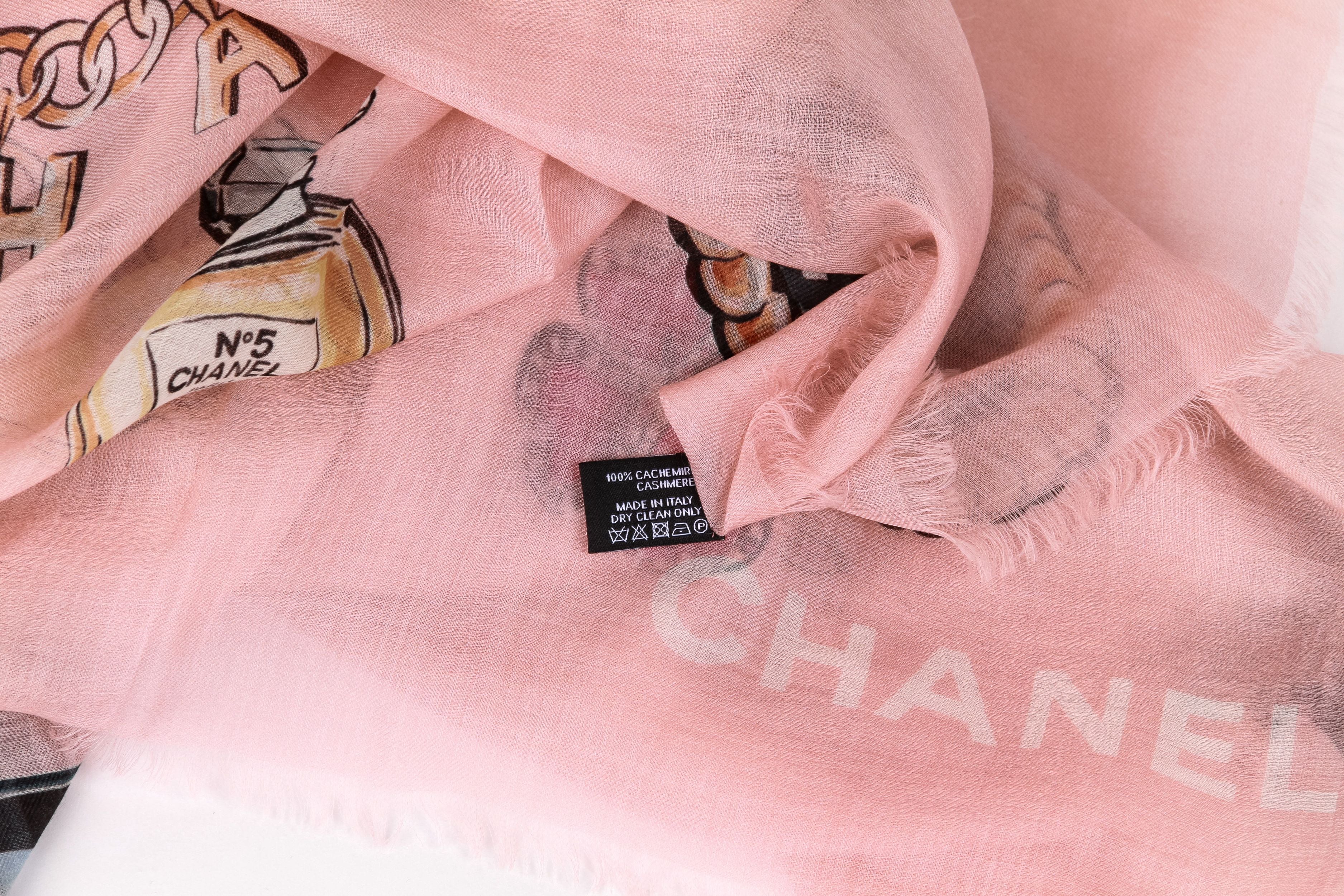 Chanel pink cashmere icons XL shawl - Vintage Lux