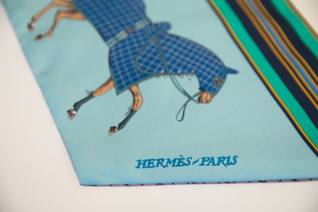 Hermès Double Face Blue Maxi Twilly