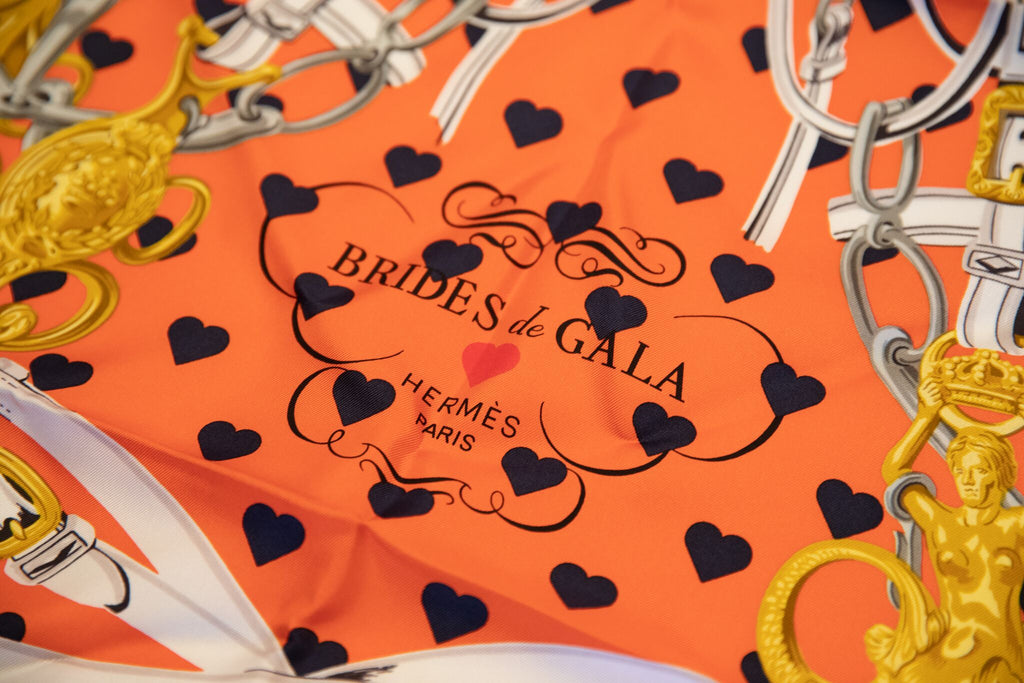 Hermès Orange Brides de Gala Love Scarf