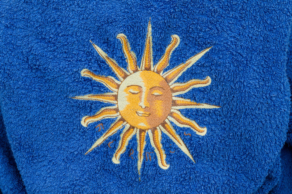 Hermès Rare Sun Embroidered Blue Robe