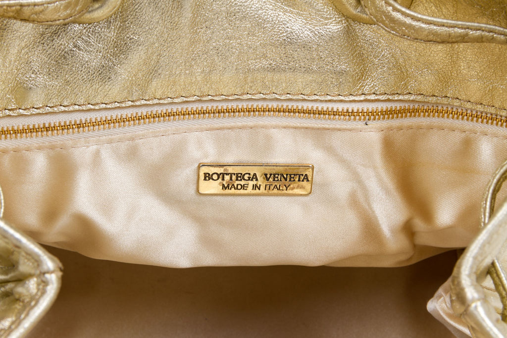 Bottega Veneta Gold Woven Shoulder Tote