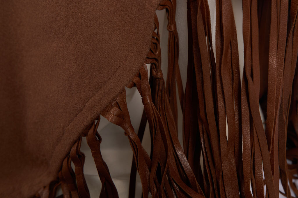 Hermès Brown Cashmere/Leather Shawl