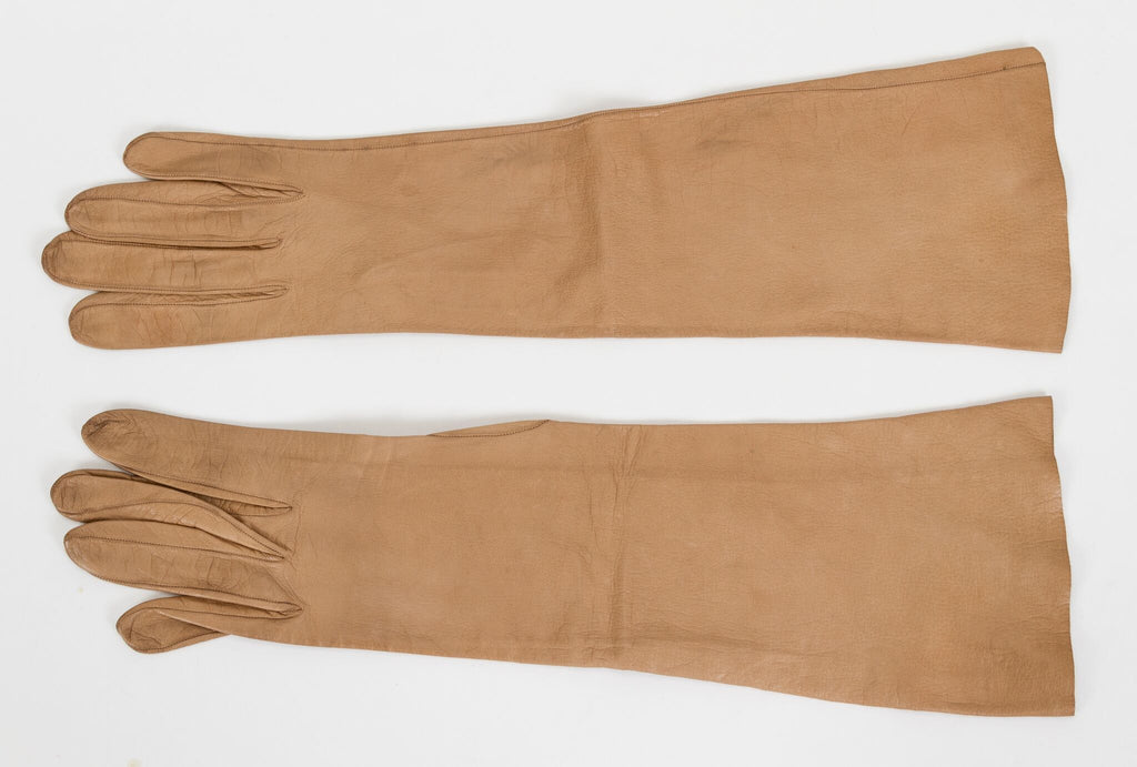 Hermès Beige Lambkin Long Vintage Gloves