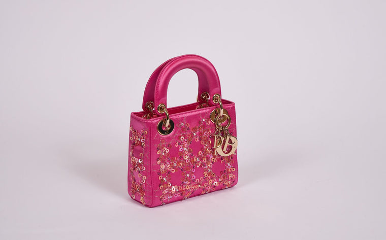 Mini Lady Dior Couture Hot Pink Sequins