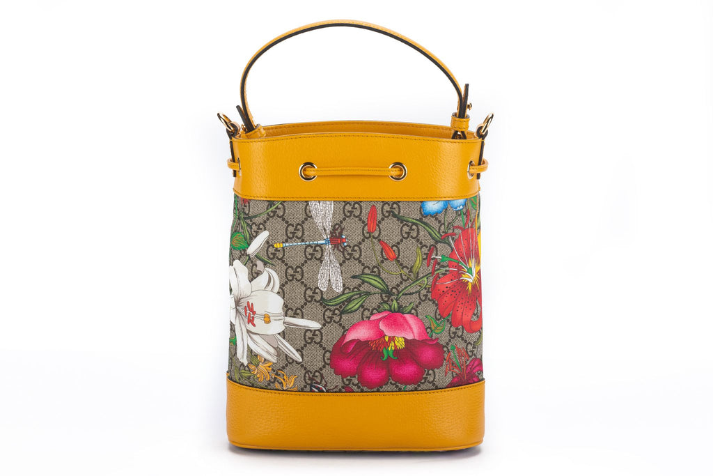Gucci New Flora Yellow Bucket Bag