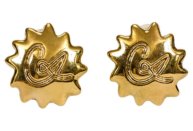 Christian Lacroix Gold Logo Clip Earring