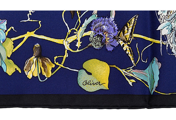Hermès Navy Texas Wildlife Scarf Oliver