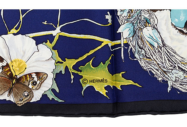 Hermès Navy Texas Wildlife Scarf Oliver