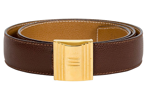 Hermès Brown & Gold Lock Reversible Belt - Vintage Lux