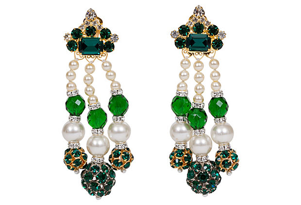 Vrba Emerald & Pearl Drop Earrings