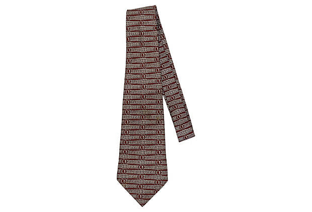 Hermès Red & Gray Springs Silk Tie