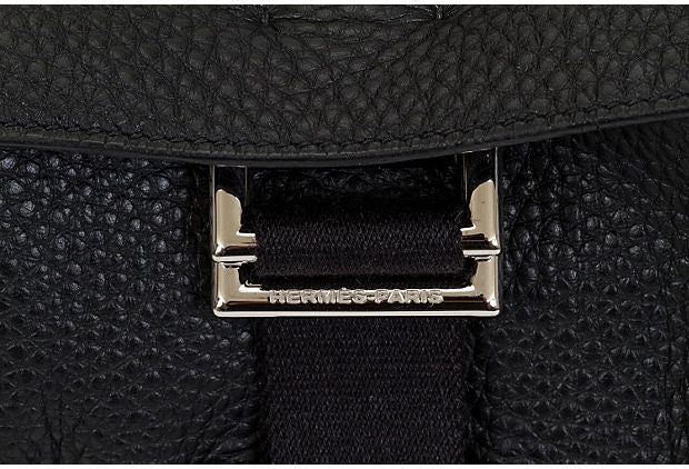 Hermes Black Leather Clemence Logo Crossbody Bag — Labels Resale