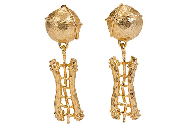 Gold Guy Laroche Hammered Earrings