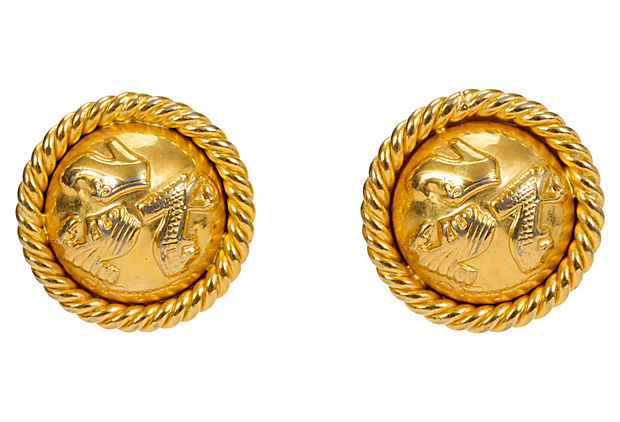 Ferragamo Gold-Plated Button Earrings