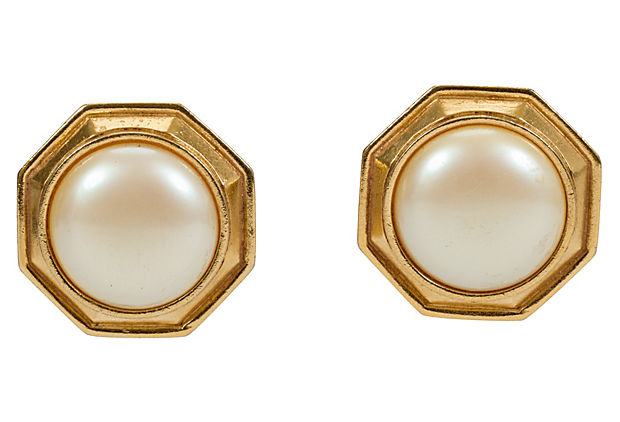 Oversize YSL Faux-Pearl Earrings