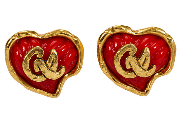 Red Christian Lacroix Heart Earring