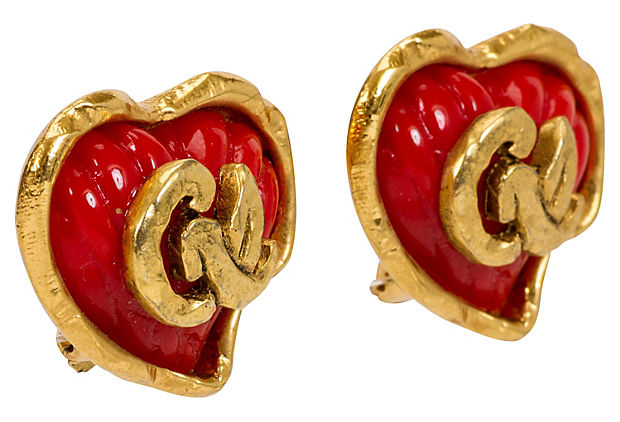 Red Christian Lacroix Heart Earring