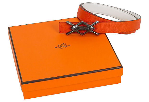 Hermes orange 90cm scarf box with ribbon mint