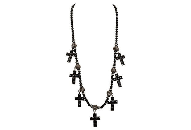 One-of-a-Kind Vrba Black Cross Necklace