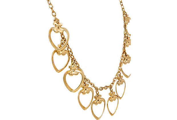 Ted Lapidus Gold Heart Charm Necklace