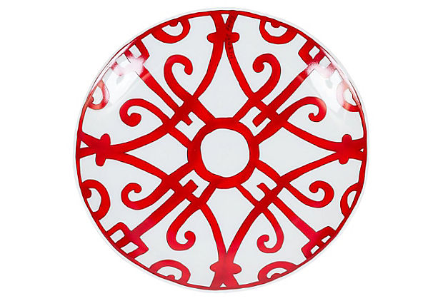 Hermes Red & White Porcelaine Plate